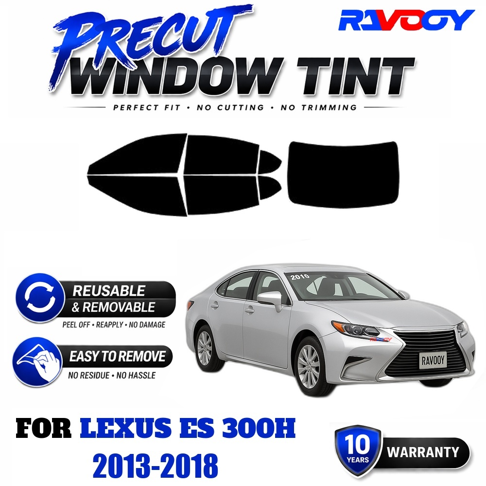 Air Bubble Remover - RAVOOYプレカットウィンドウティント、再利用可能な取り外し可能なEPUフィルム、レクサスES 300H 2013-2018用カスタムフィット、UV熱保護