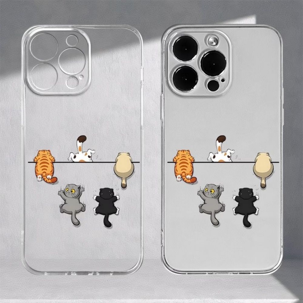 Apple Iphone 15 - 5匹のかわいい猫柄のスマホケース iPhone 11 12 13 14