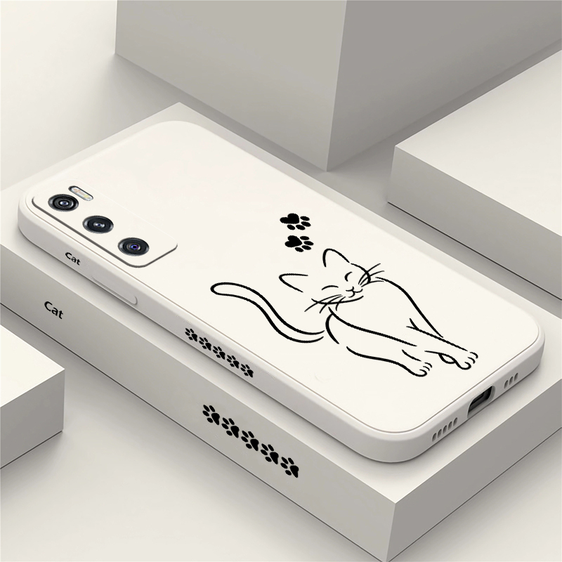 Vivo V40 - かわいい猫柄のブラックのスマートフォンケース。Vivo V70 FE、V60、V50 Lite、V40、V30、V20 SE、V27 Pro、V29、V25E、V19