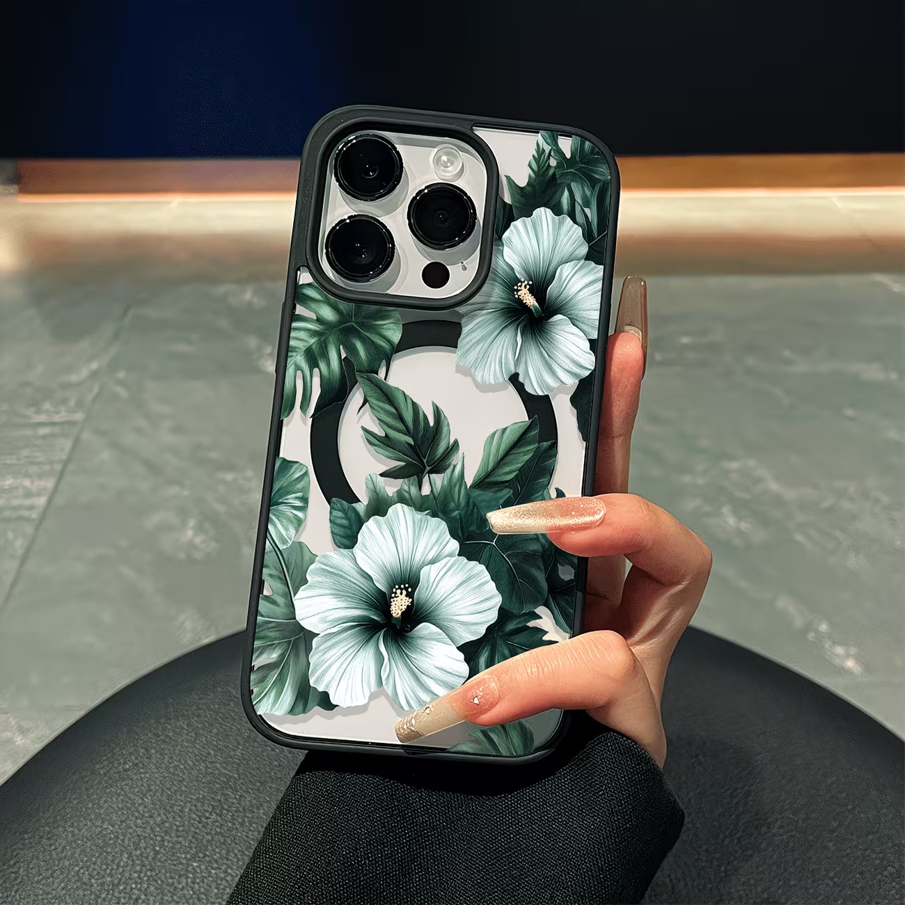 Apple Iphone 15 Pro Max - グリーンフローラルプリントのiPhoneケース iPhone 17 16 15 14