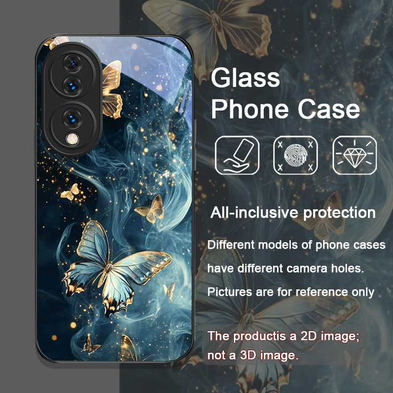 豪華な青い蝶のアートプリント入り強化ガラス製スマホケース H - Huawei Nova 12 のレビューと価格