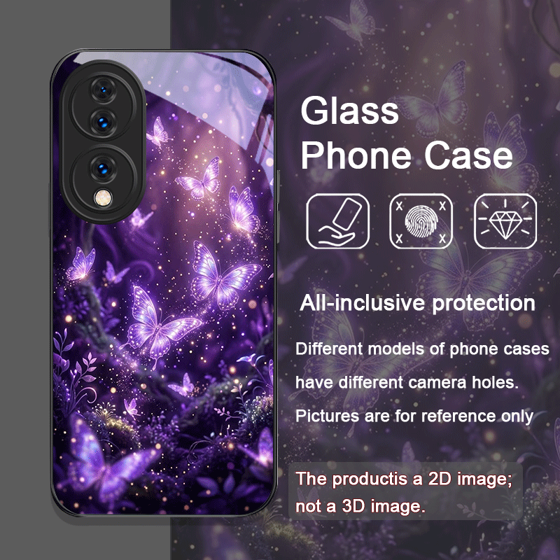 豪華な青い蝶のアートプリント入り強化ガラス製スマホケース H - Huawei Nova 12 のレビューと価格