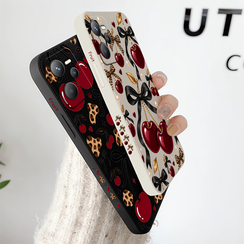 レオパード柄のチェリー柄スマートフォンケース。OPPO A7 - Oppo A78 のレビューと価格