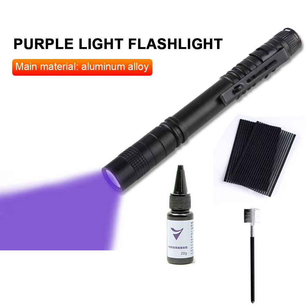 UVライトヘアエクステンショングルーキット、V‑ライトボンデ - Liquid Uv Glue Kit のレビューと価格