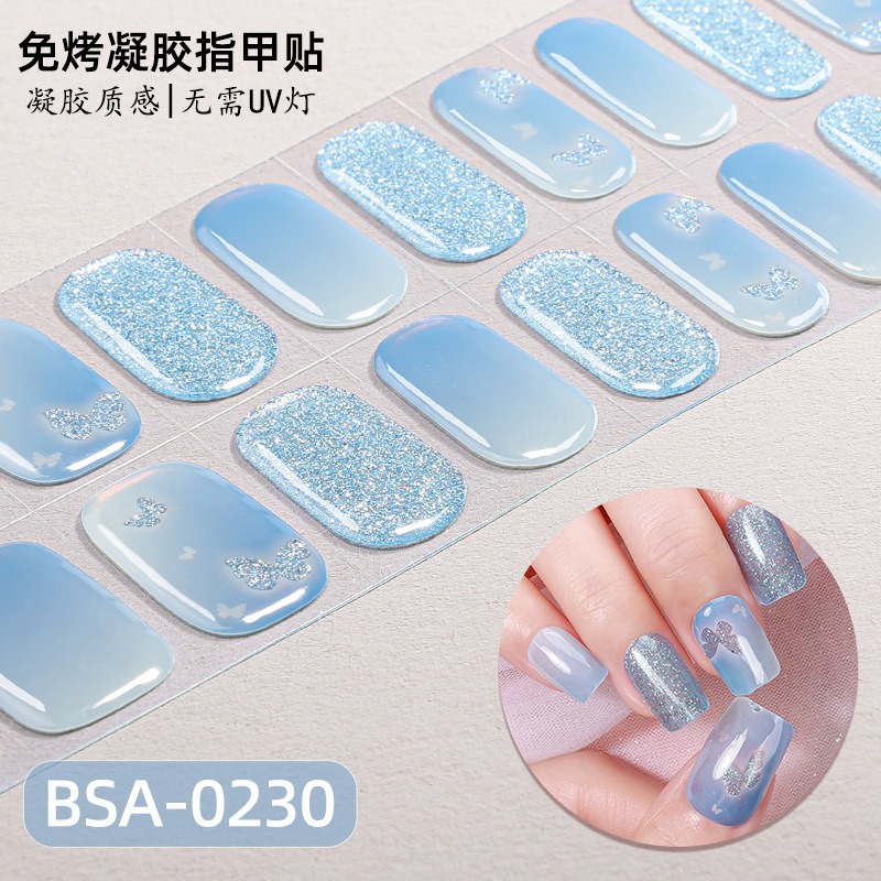 UVランプ不要のセミキュアジェルネイルストリップ、グラデーシ - Full Cover Adhesive のレビューと価格